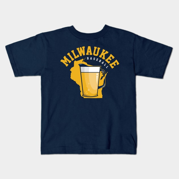 Milwaukee Brewers Baseball State Kids T-Shirt by stayfrostybro